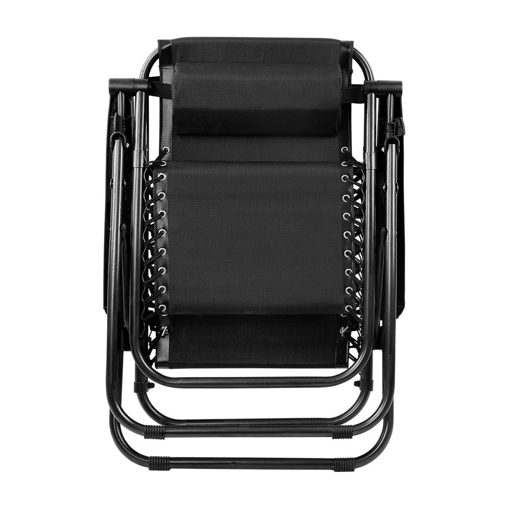Marlook 2PC Zero Gravity Chair Folding Outdoor Recliner Adjustable Sun Lounge Camping Black