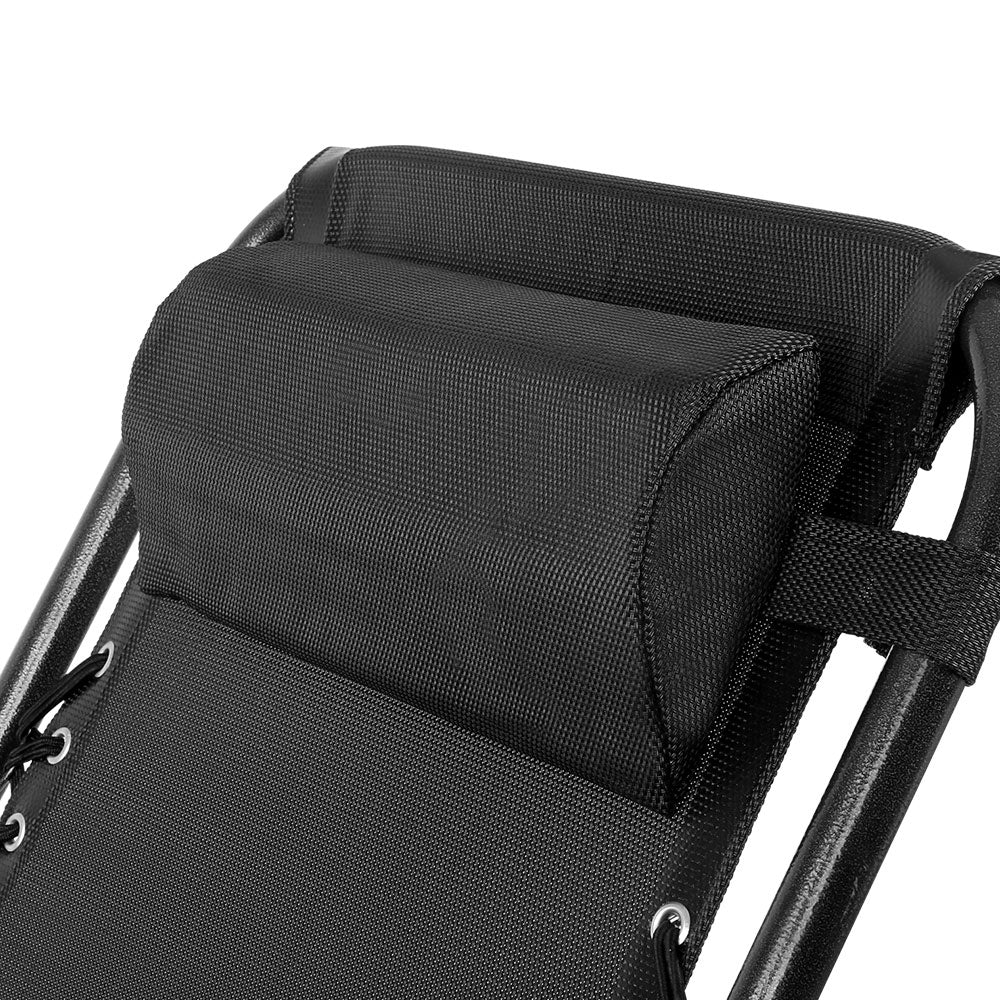 Marlook 2PC Zero Gravity Chair Folding Outdoor Recliner Adjustable Sun Lounge Camping Black