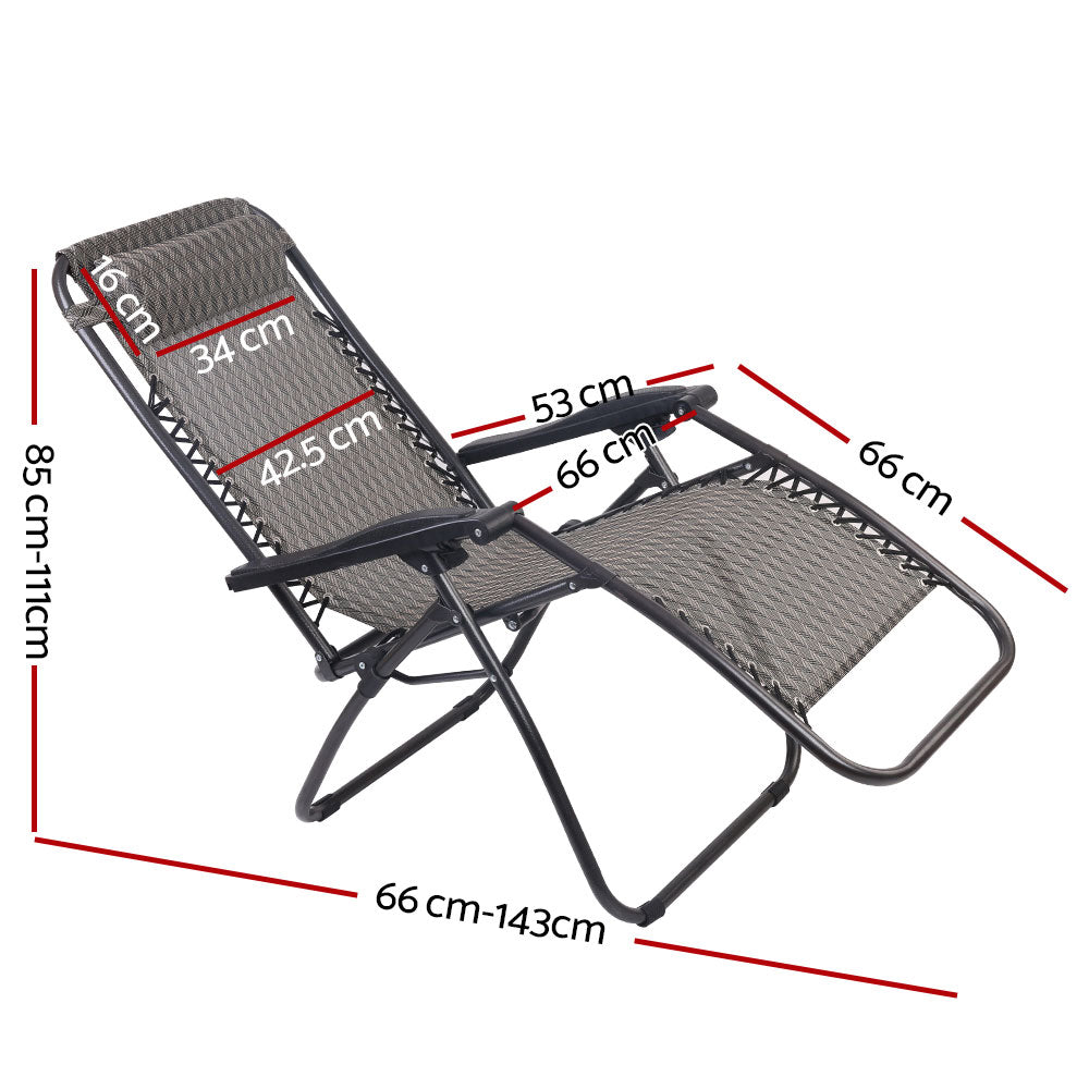 Marlook Zero Gravity Chair Folding Outdoor Recliner Adjustable Sun Lounge Camping Grey