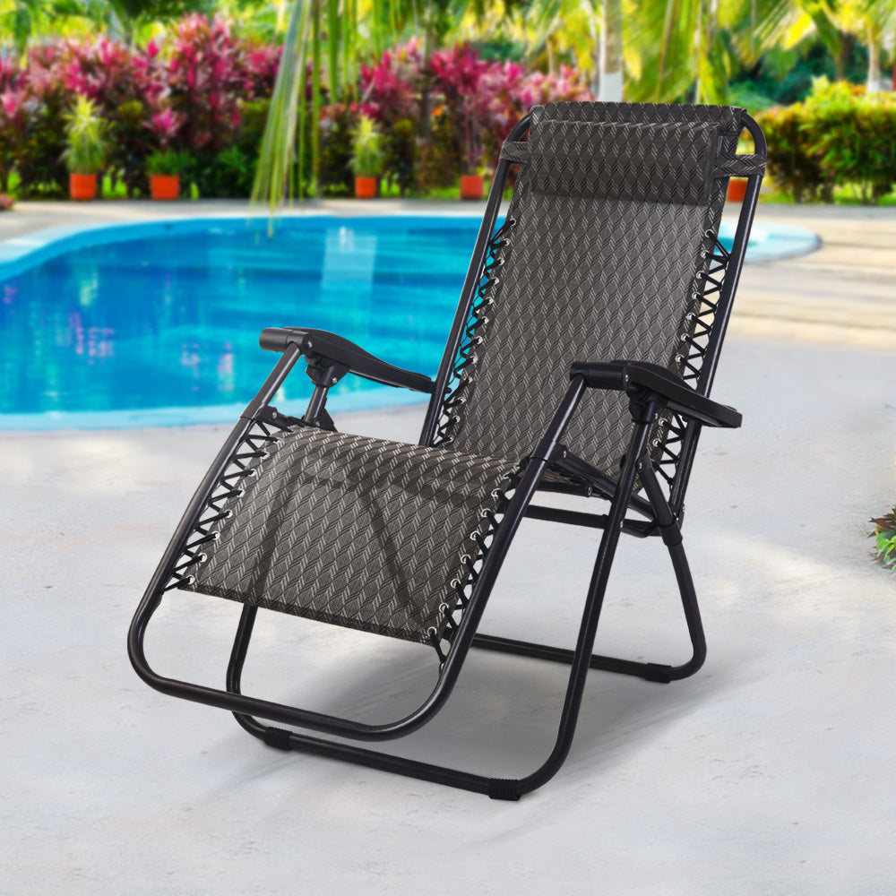 Marlook Zero Gravity Chair Folding Outdoor Recliner Adjustable Sun Lounge Camping Grey
