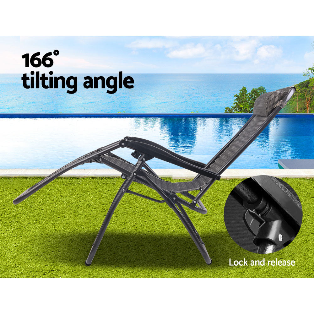 Marlook Zero Gravity Chair Folding Outdoor Recliner Adjustable Sun Lounge Camping Grey