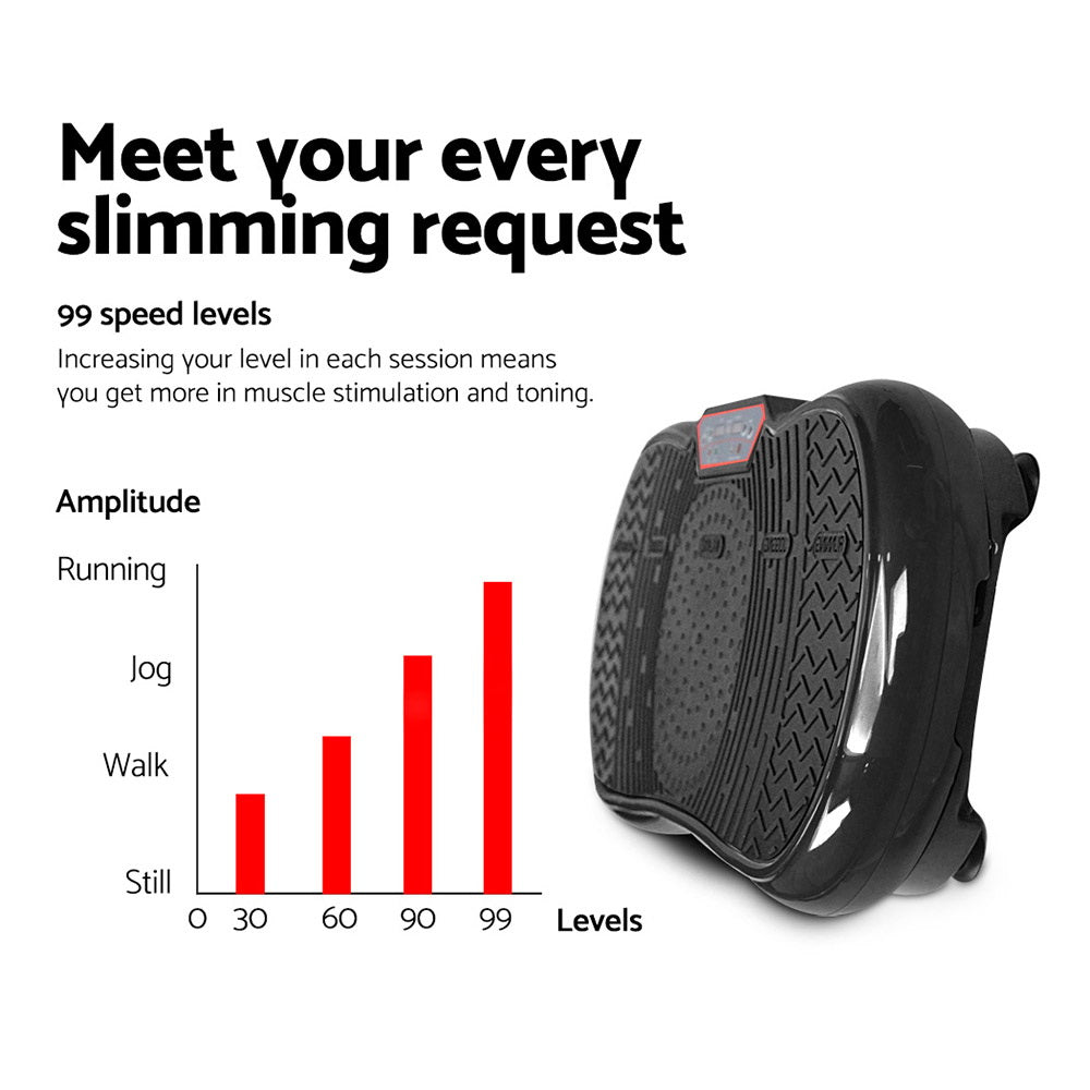 Marlook Vibration Machine Platform Vibrator Resistance Rope Home Fitness Black