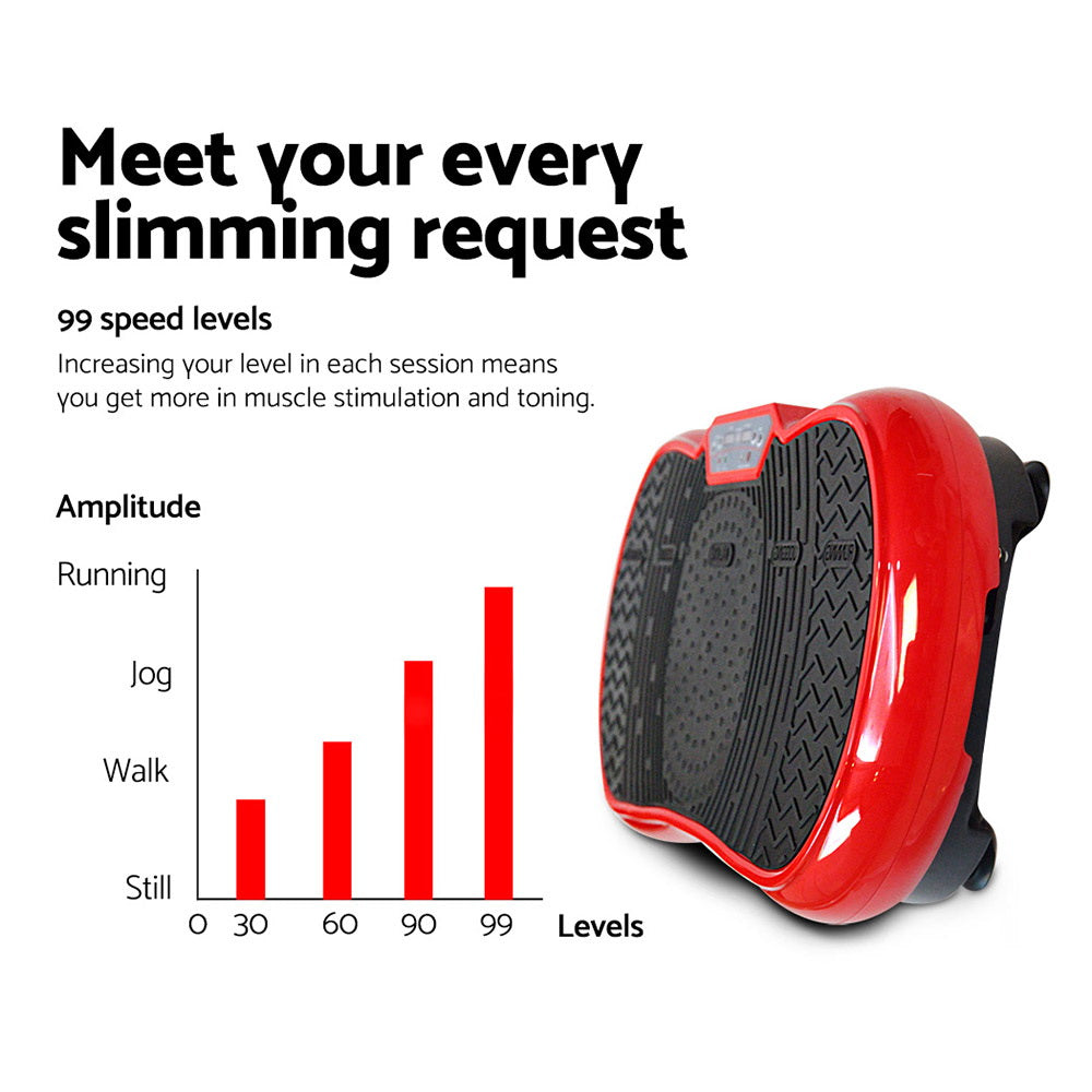 Marlook Vibration Machine Platform Vibrator Resistance Rope Home Fitness Red