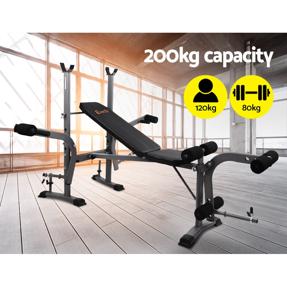 Marlook Weight Bench 8 in 1 Bench Press Adjustable Home Gym Station 200kg
