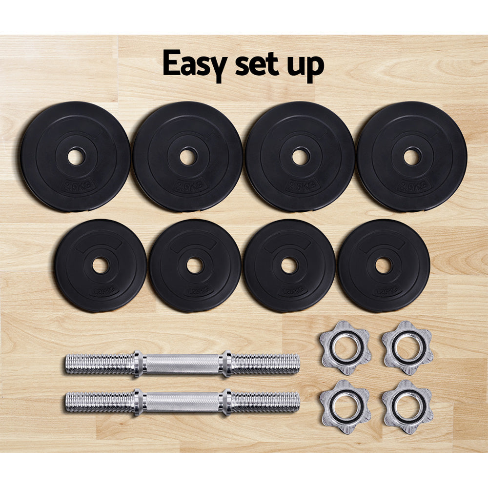 Marlook 20kg Dumbbell Set Weight Plates Dumbbells Lifting Bench