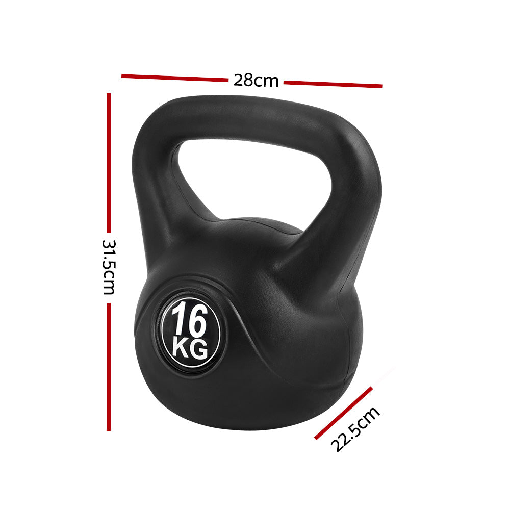 Marlook 16kg Kettlebell Set Weight Lifting Bench Dumbbells Kettle Bell Gym Home