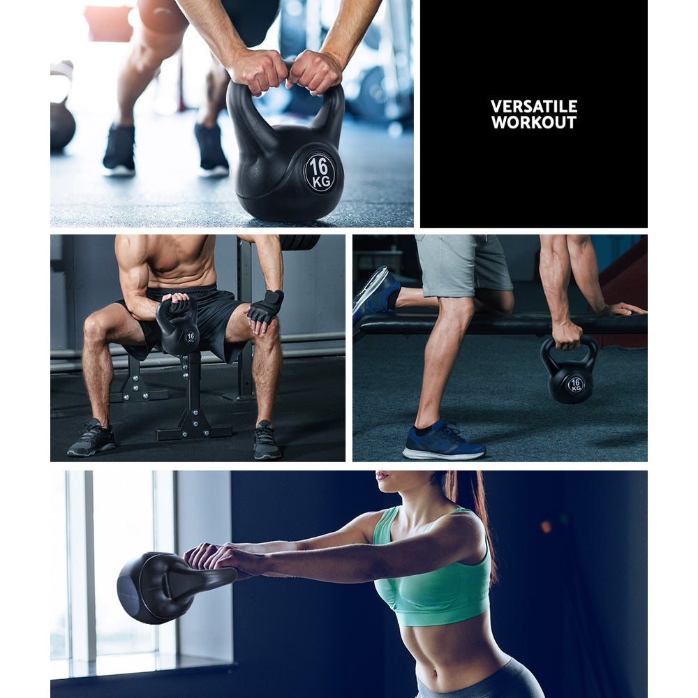 Marlook 16kg Kettlebell Set Weight Lifting Bench Dumbbells Kettle Bell Gym Home