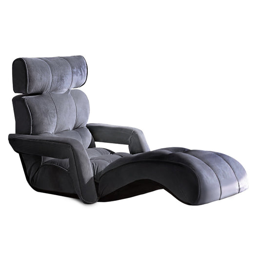 Marlook Floor Lounge Sofa With Armrest Flocking Fabric Charcoal