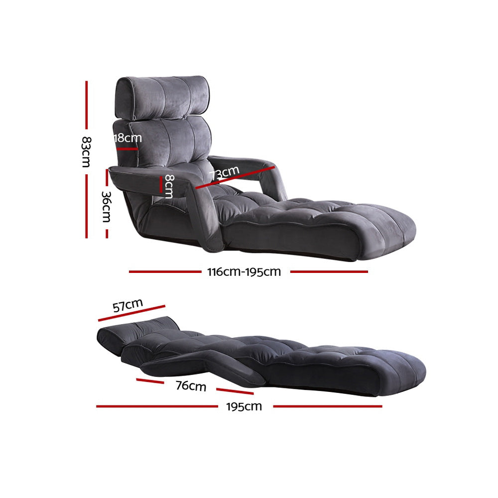 Marlook Floor Lounge Sofa With Armrest Flocking Fabric Charcoal