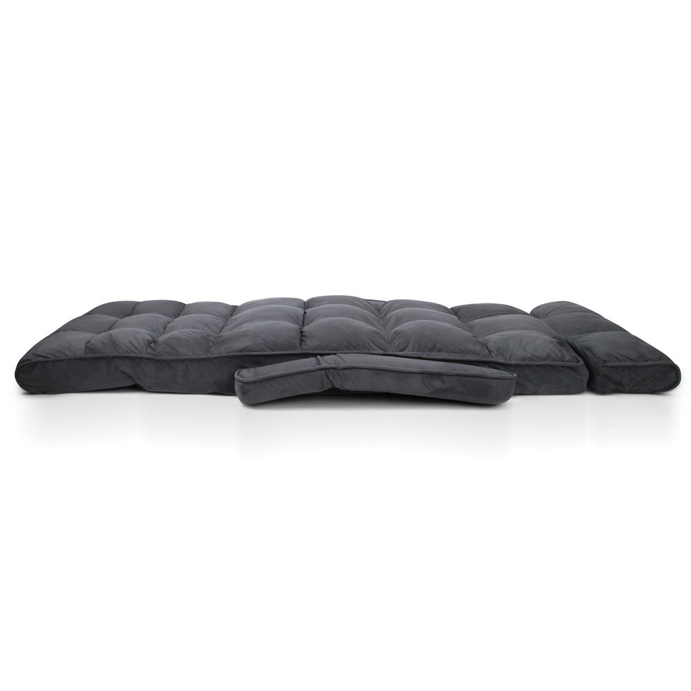 Marlook Floor Lounge Sofa With Armrest Flocking Fabric Charcoal