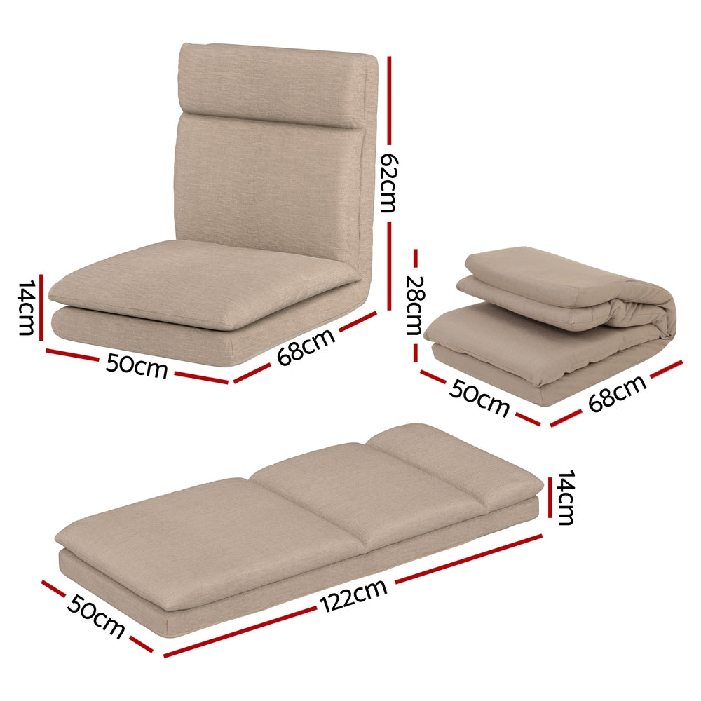 Marlook Floor Lounge Sofa Bed 1 Seater Linen Beige