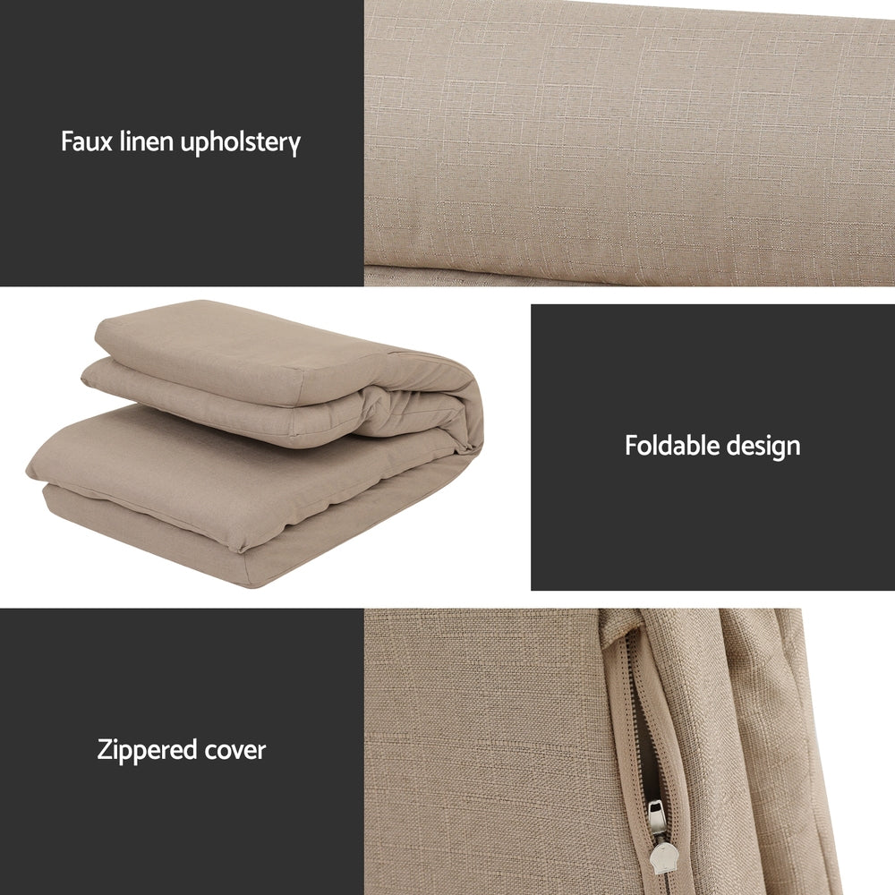 Marlook Floor Lounge Sofa Bed 1 Seater Linen Beige