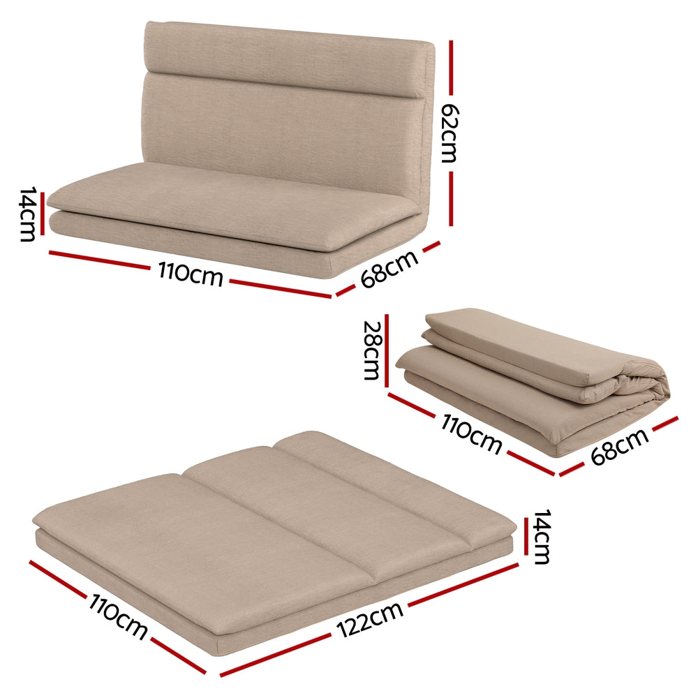 Marlook Floor Lounge Sofa Bed 2 Seater Linen Beige