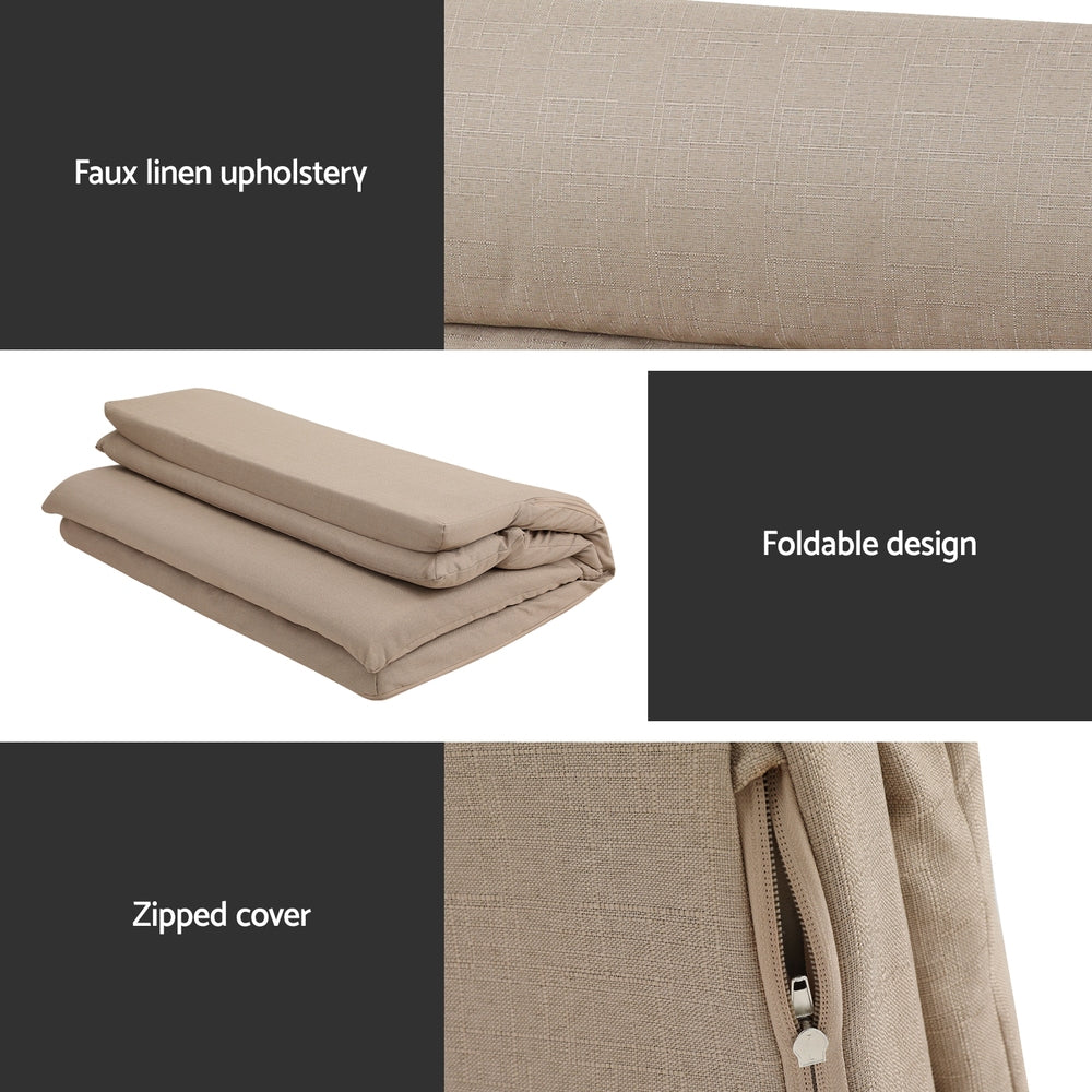 Marlook Floor Lounge Sofa Bed 2 Seater Linen Beige