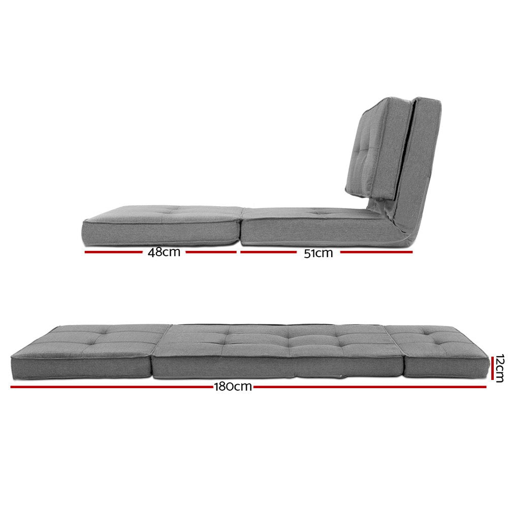 Marlook Floor Lounge Single Sofa Bed Grey Fabric