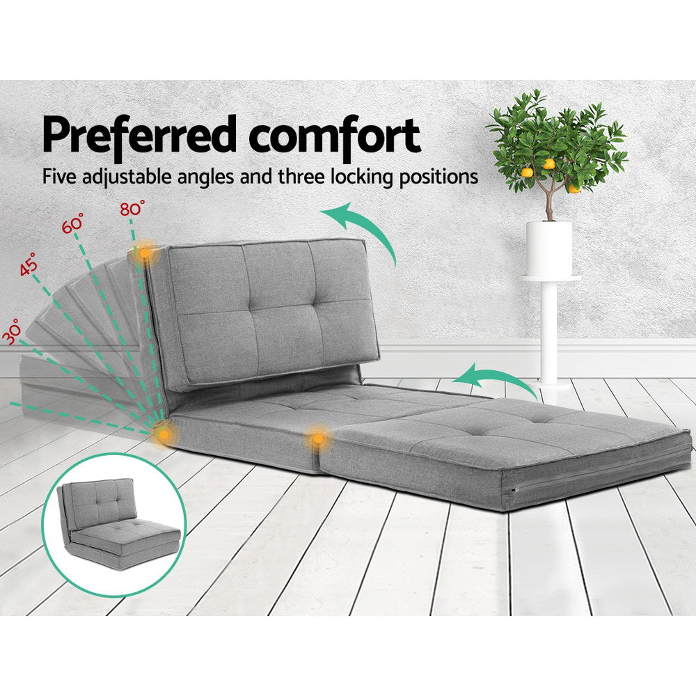 Marlook Floor Lounge Single Sofa Bed Grey Fabric