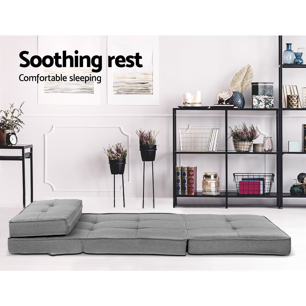 Marlook Floor Lounge Single Sofa Bed Grey Fabric