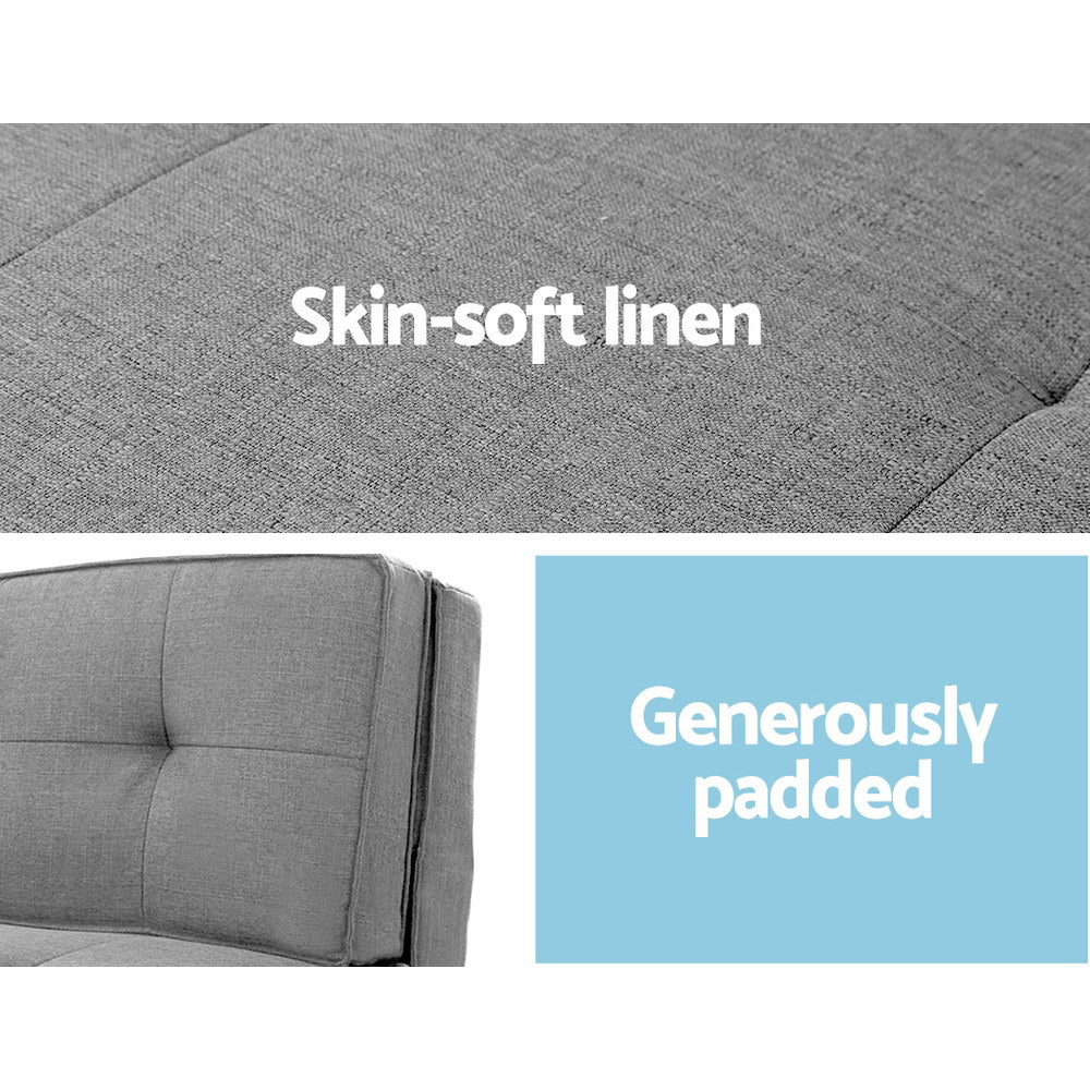Marlook Floor Lounge Single Sofa Bed Grey Fabric