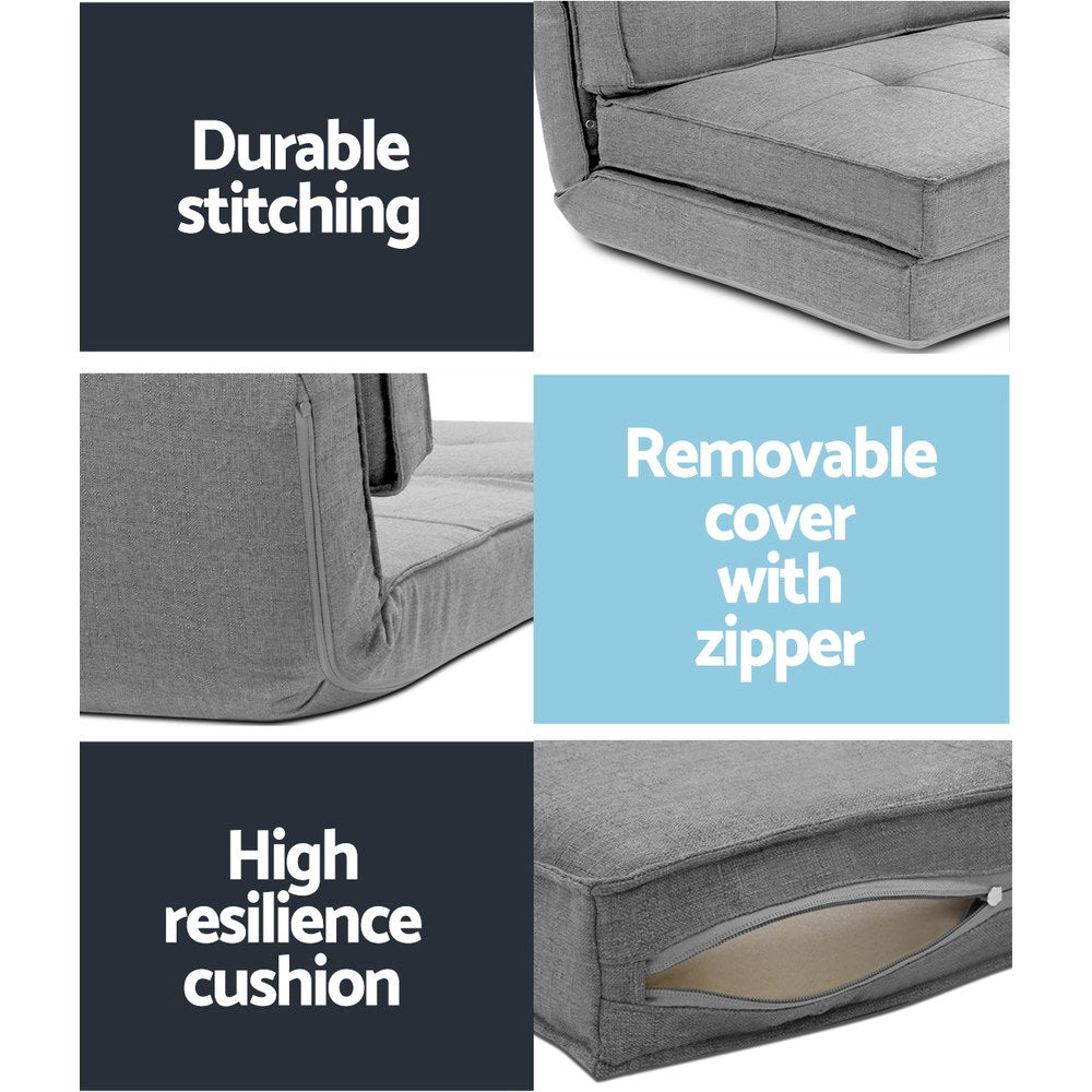 Marlook Floor Lounge Single Sofa Bed Grey Fabric