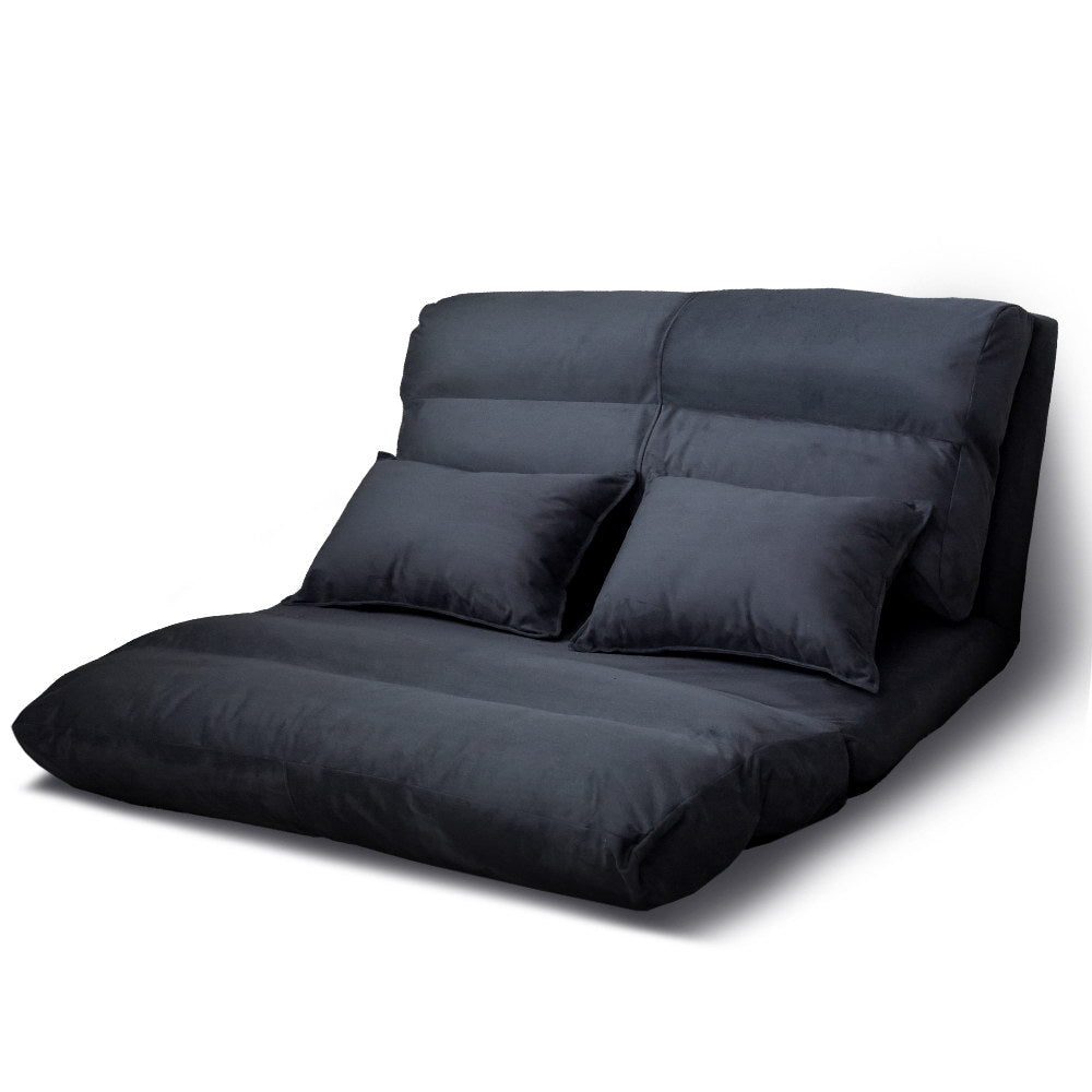 Marlook Floor Lounge Sofa Bed 2-seater Charcoal Suede