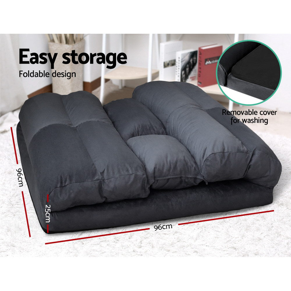 Marlook Floor Lounge Sofa Bed 2-seater Charcoal Suede