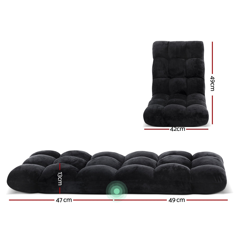 Marlook Lounge Sofa Bed Flannel Fabric Black