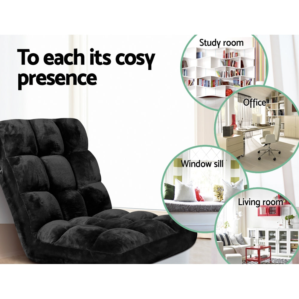 Marlook Lounge Sofa Bed Flannel Fabric Black