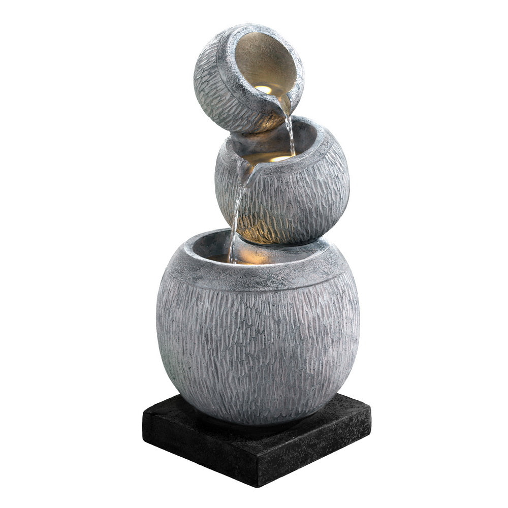 Marlook Solar Fountain Water Feature Bird Bath Garden LED Light 80CM Grey