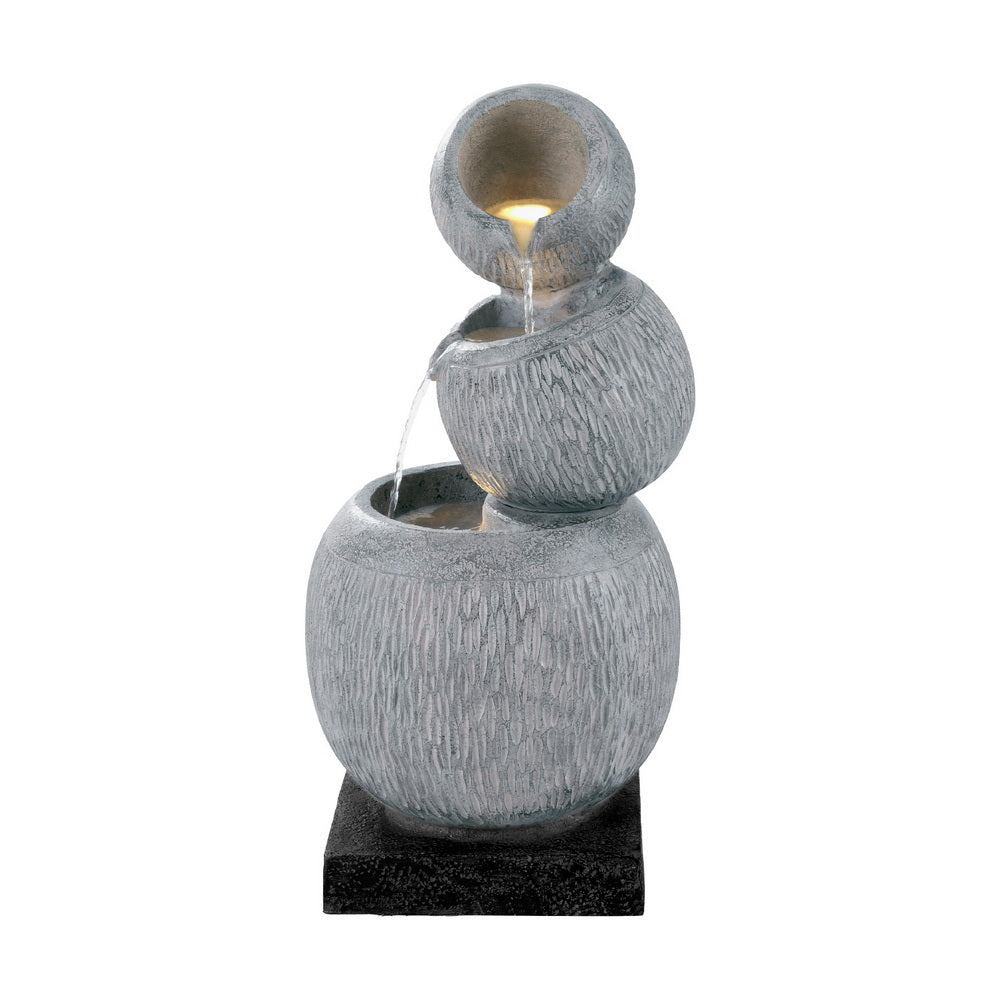 Marlook Solar Fountain Water Feature Bird Bath Garden LED Light 80CM Grey