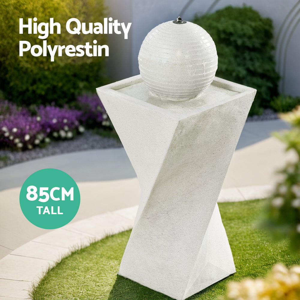 Marlook Solar Fountain Water Feature Bird Bath Outdoor Garden LED Lights Ball 85CM