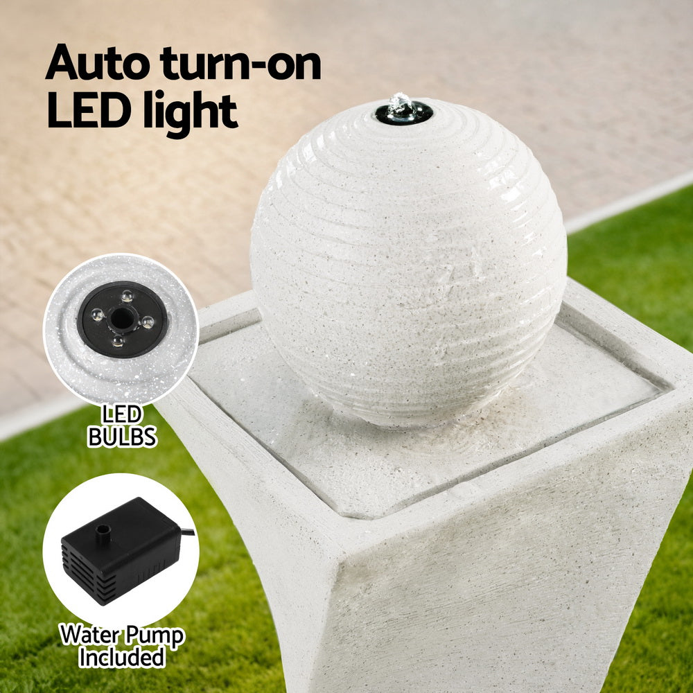 Marlook Solar Fountain Water Feature Bird Bath Outdoor Garden LED Lights Ball 85CM