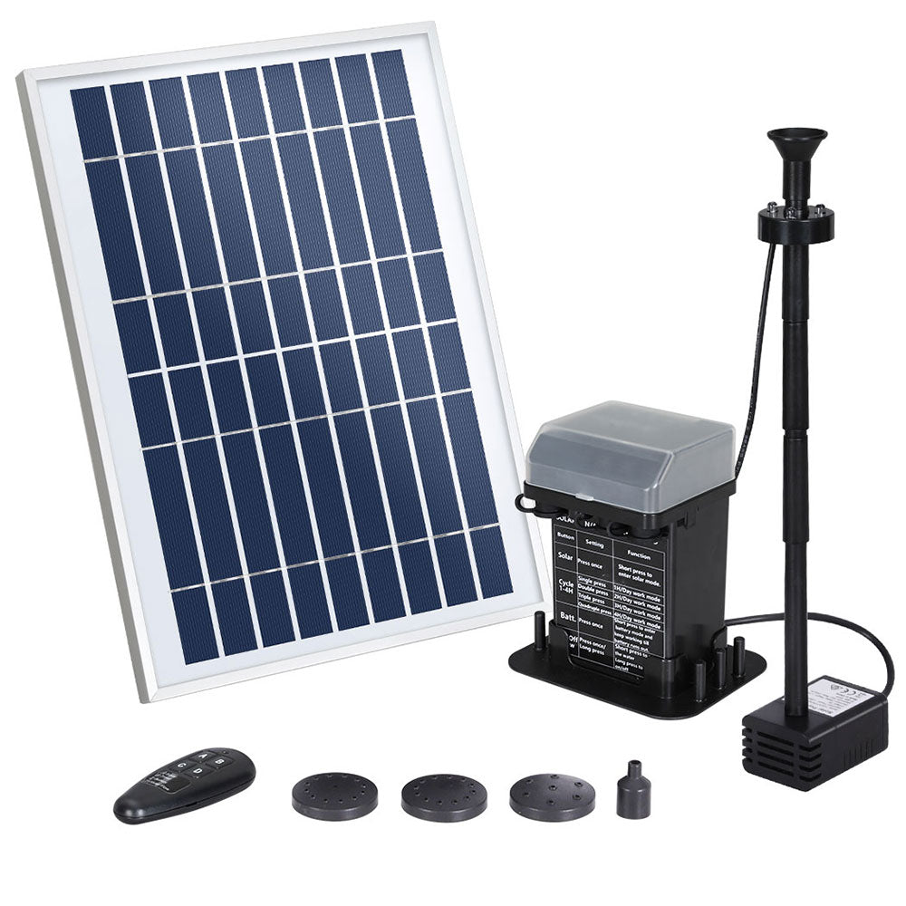 Marlook Solar Pond Pump Submersible Fountain with Battery Kit LED Lights 5.2FT