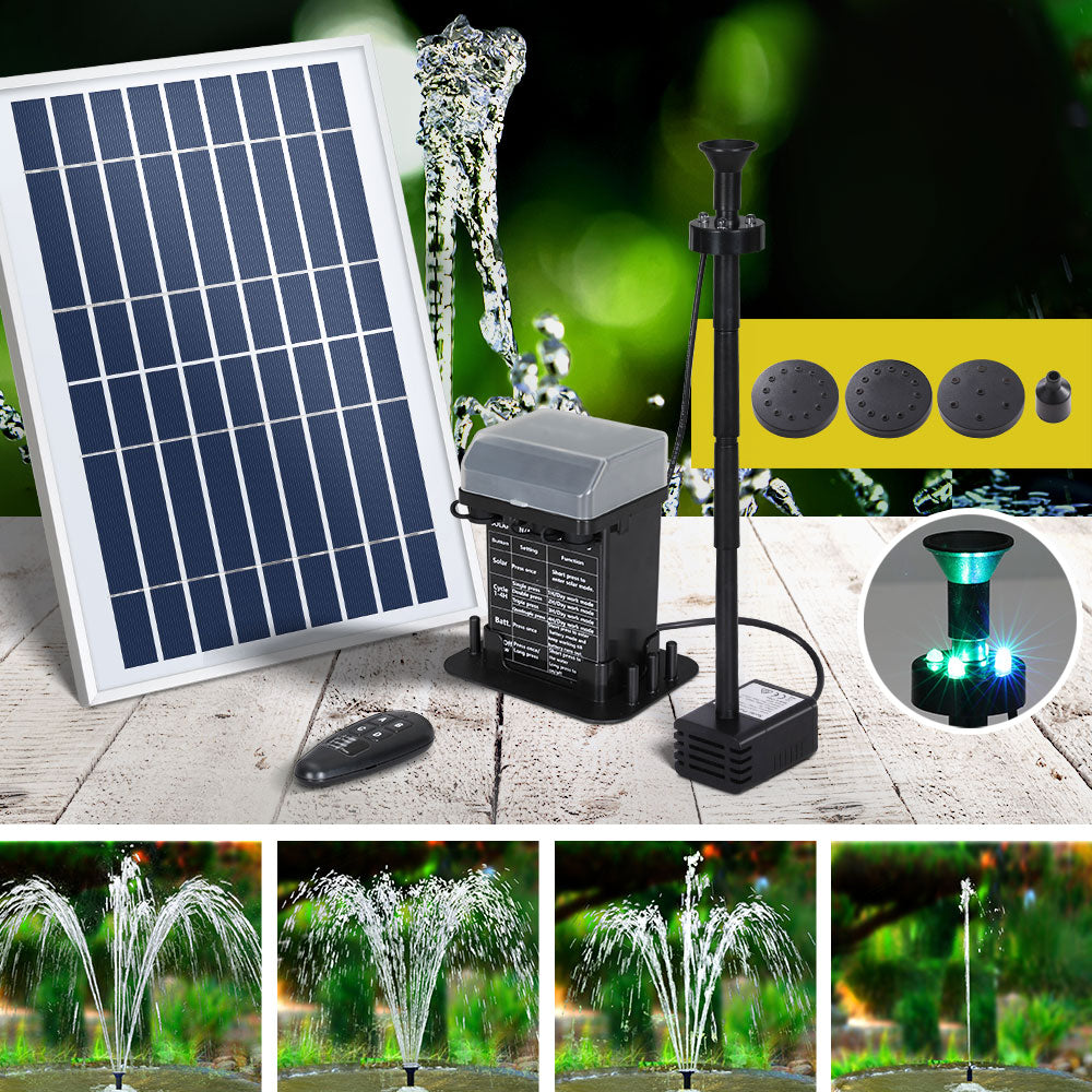 Marlook Solar Pond Pump Submersible Fountain with Battery Kit LED Lights 5.2FT