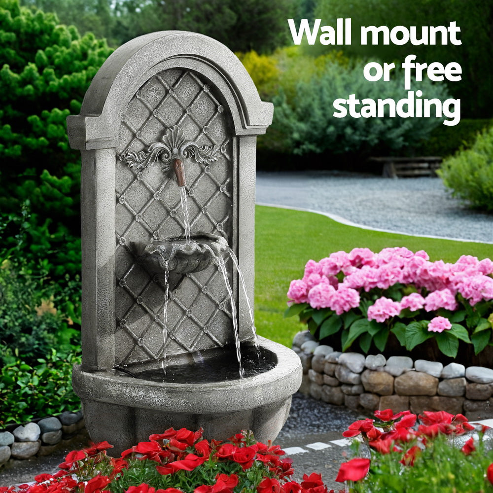 Marlook Solar Fountain Water Feature Wall Mount Garden Fountains 80CM Grey