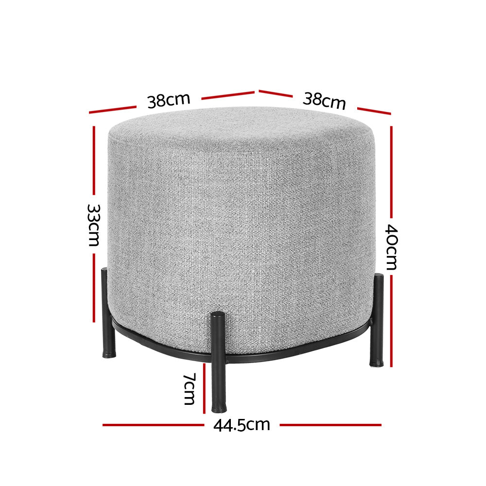 Marlook Ottoman Foot Stool Square Linen Grey