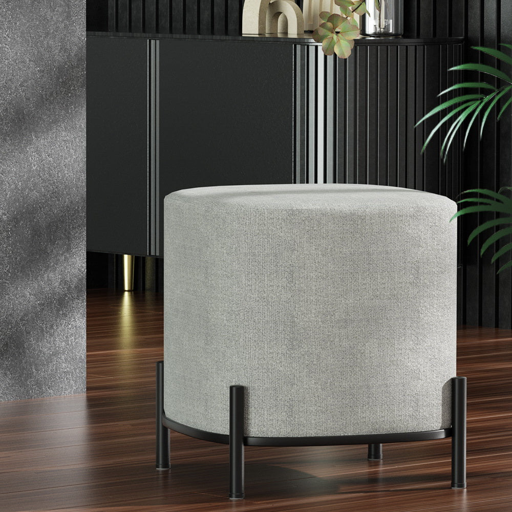 Marlook Ottoman Foot Stool Square Linen Grey