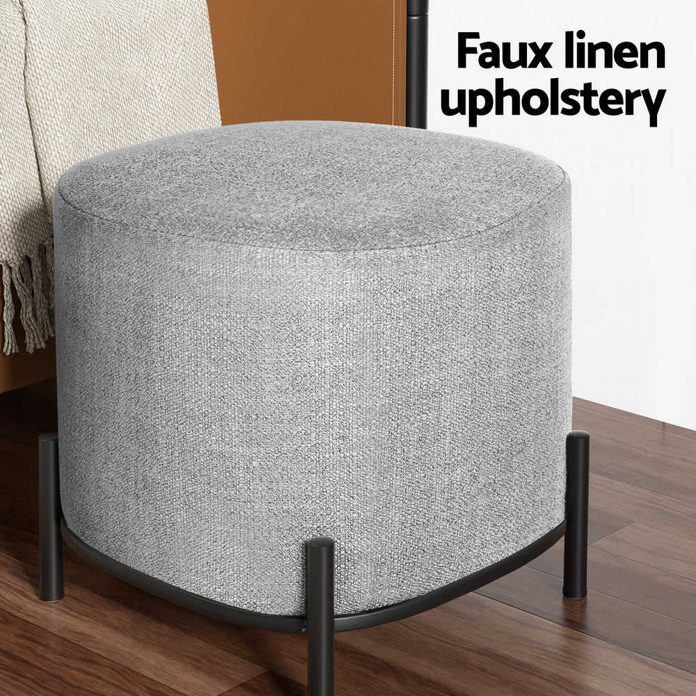 Marlook Ottoman Foot Stool Square Linen Grey