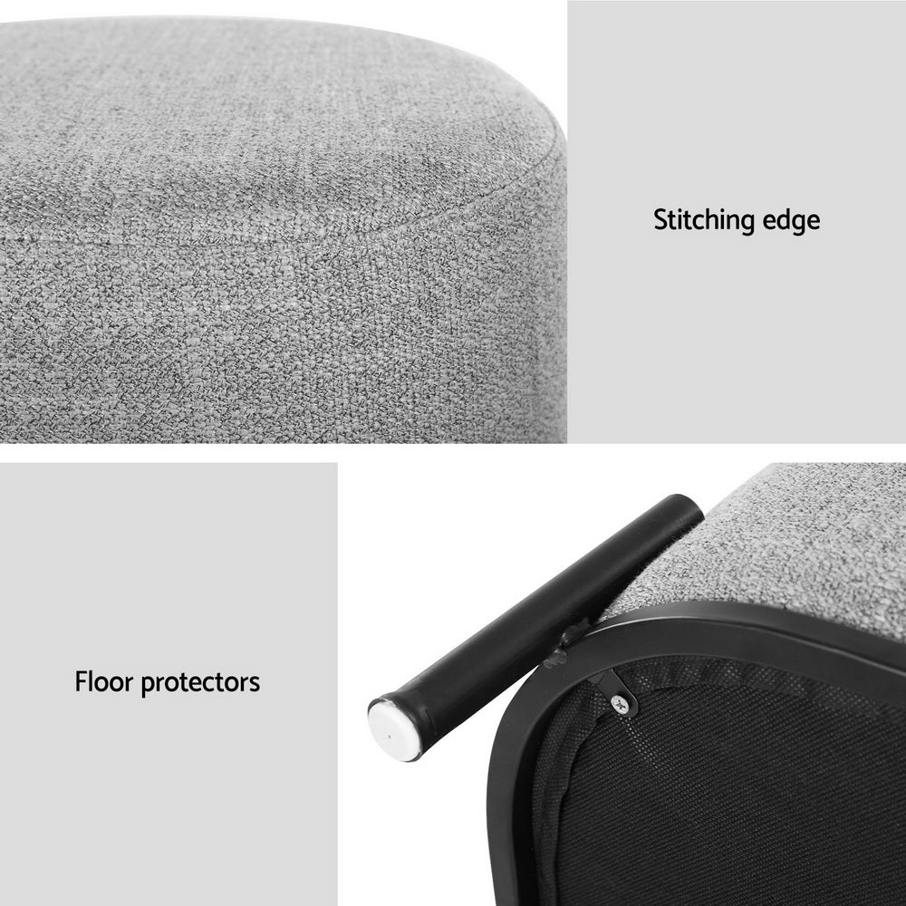 Marlook Ottoman Foot Stool Square Linen Grey
