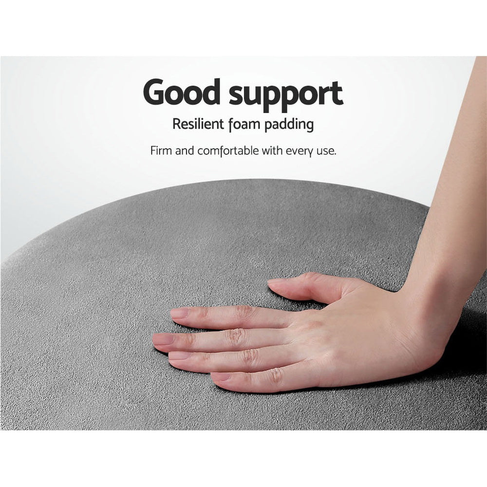 Marlook Ottoman Foot Stool Round Velvet Charcoal