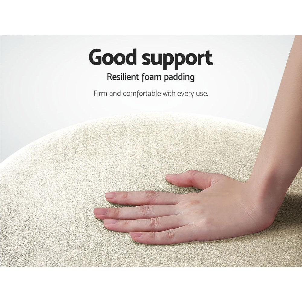 Marlook Ottoman Foot Stool Round Velvet Cream
