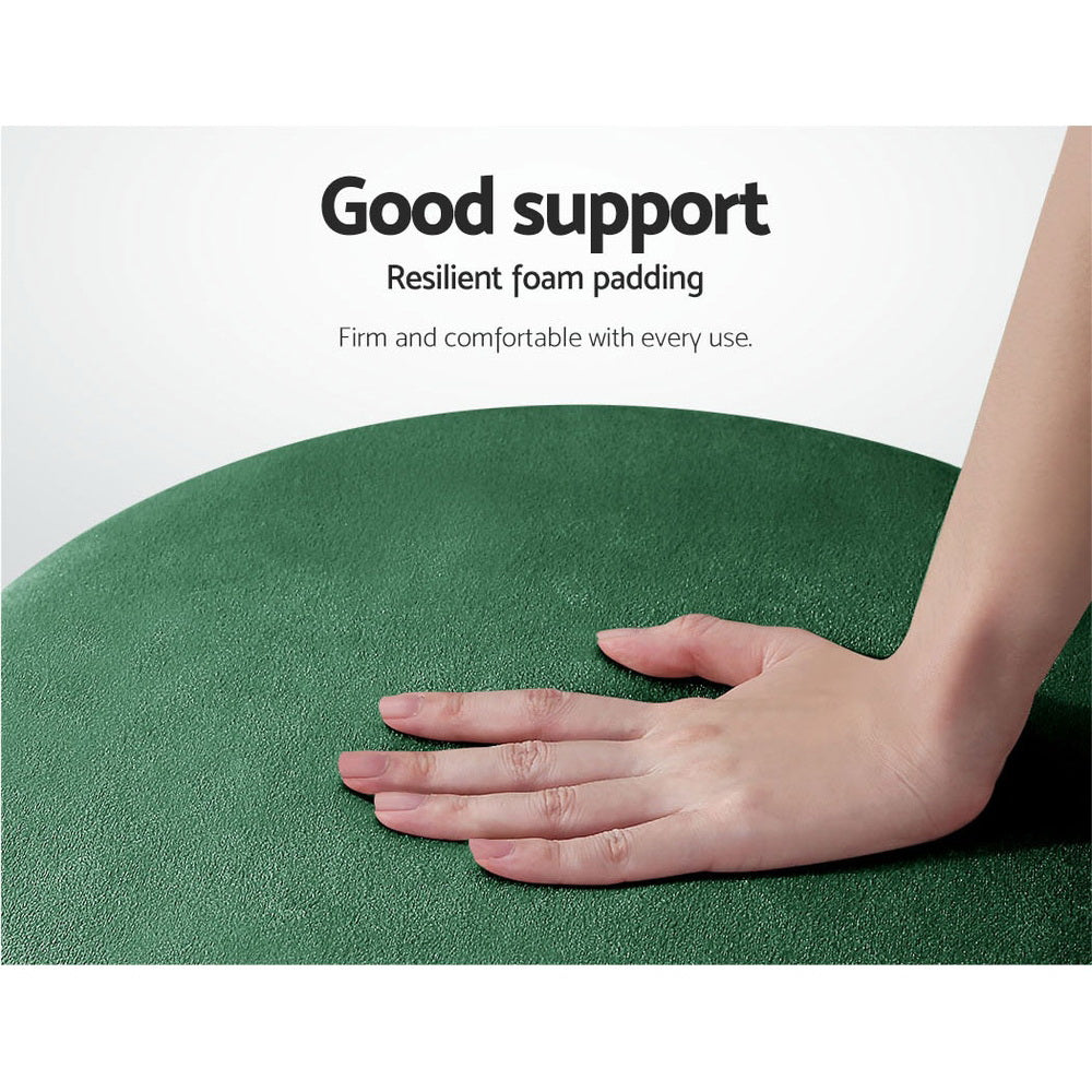 Marlook Ottoman Foot Stool Round Velvet Green