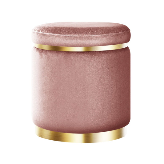 Marlook Ottoman Foot Stool Round Velvet Pink