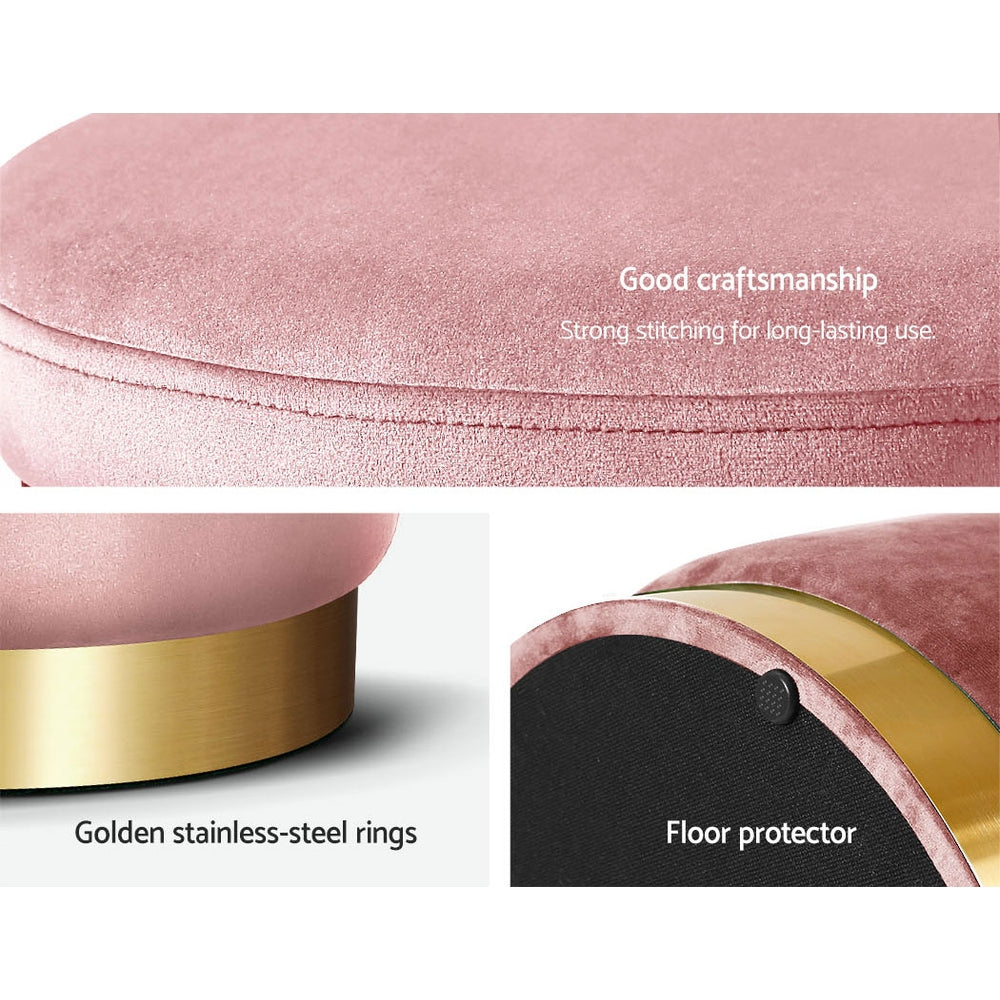 Marlook Ottoman Foot Stool Round Velvet Pink