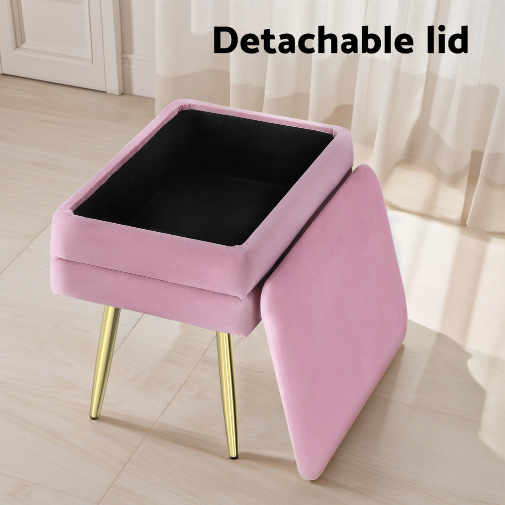 Marlook Ottoman Storage Foot Stool Velvet Pink