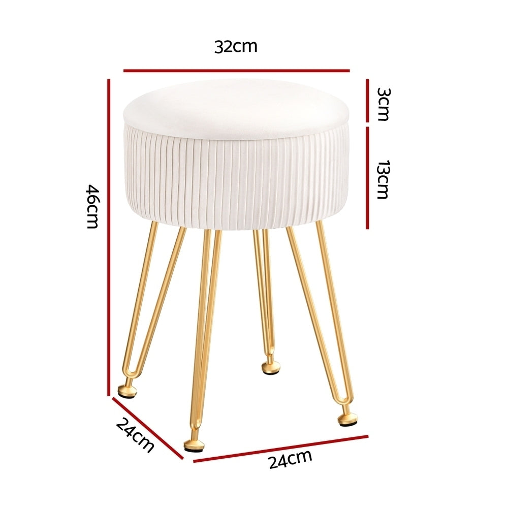 Marlook Ottoman Storage Foot Stool Velvet Round White