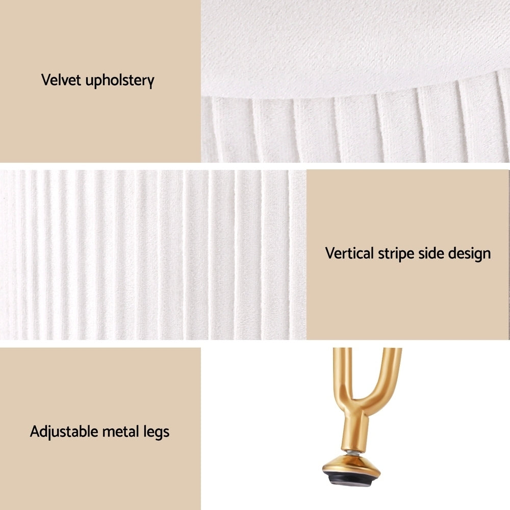 Marlook Ottoman Storage Foot Stool Velvet Round White