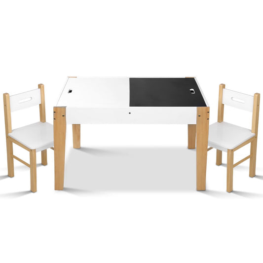 Marlook 3PCS Kids Table and Chairs Set Storage Toys Play Activity Desk Chalkboard