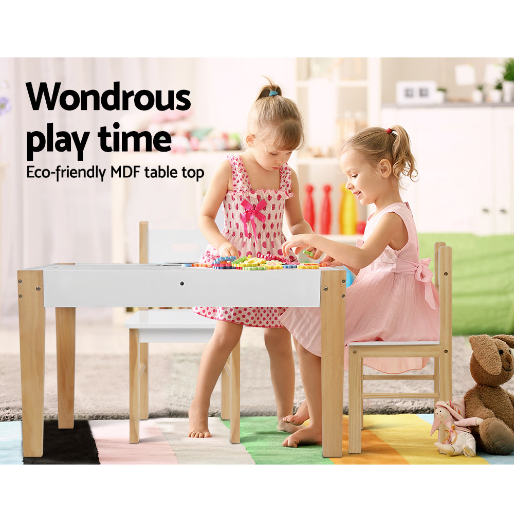 Marlook 3PCS Kids Table and Chairs Set Storage Toys Play Activity Desk Chalkboard