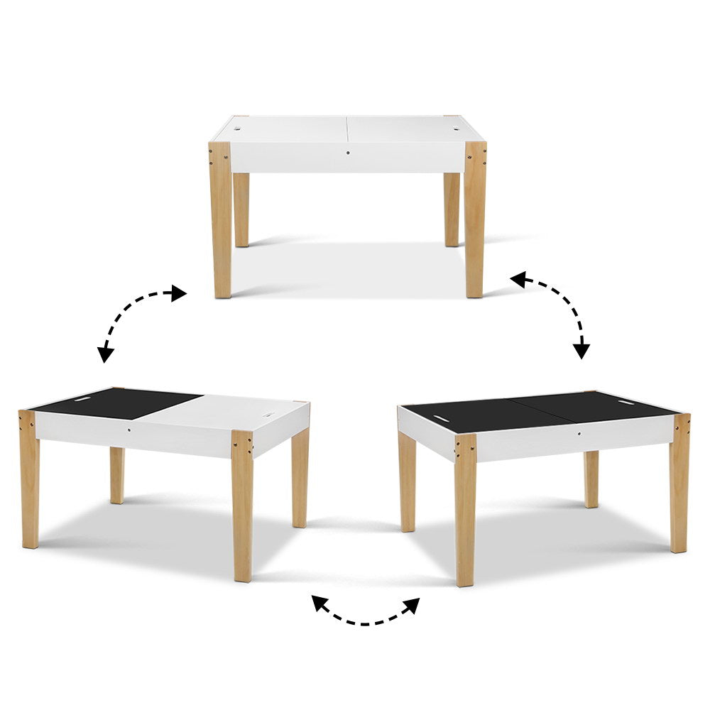 Marlook 3PCS Kids Table and Chairs Set Storage Toys Play Activity Desk Chalkboard