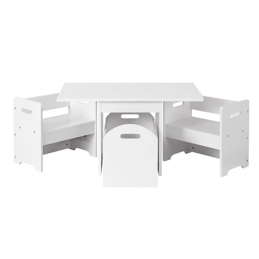 Marlook 3PCS Kids Table and Chairs Set Storage Toys Play Activity Desk